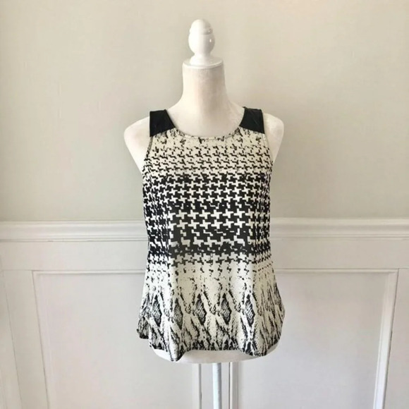 Sanctuary Vegan Leather Trimmed Printed Tank S - Picture 1 of 6